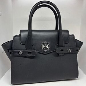 NWT Michael KORS Carmen MD Flap Over Satchel Black Crossbody Strap $558-